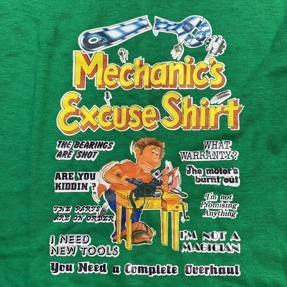Vintage Sport-T by Stedman Mechanics Excuse Shirt Size Medium 1982 - Picture 3 of 9